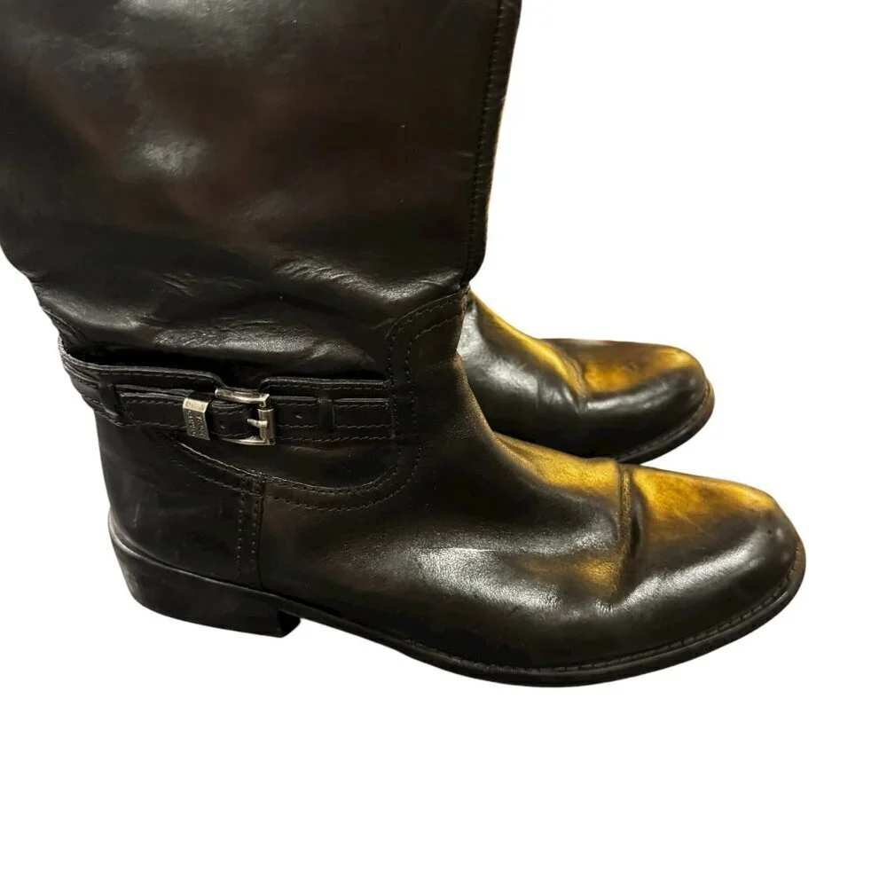 Vince Camuto Kable Black Leather Tall Riding Boots Size 7.5